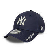 Cappellino New York Yankees, visiera con script, New Era, 9FORTY, blu