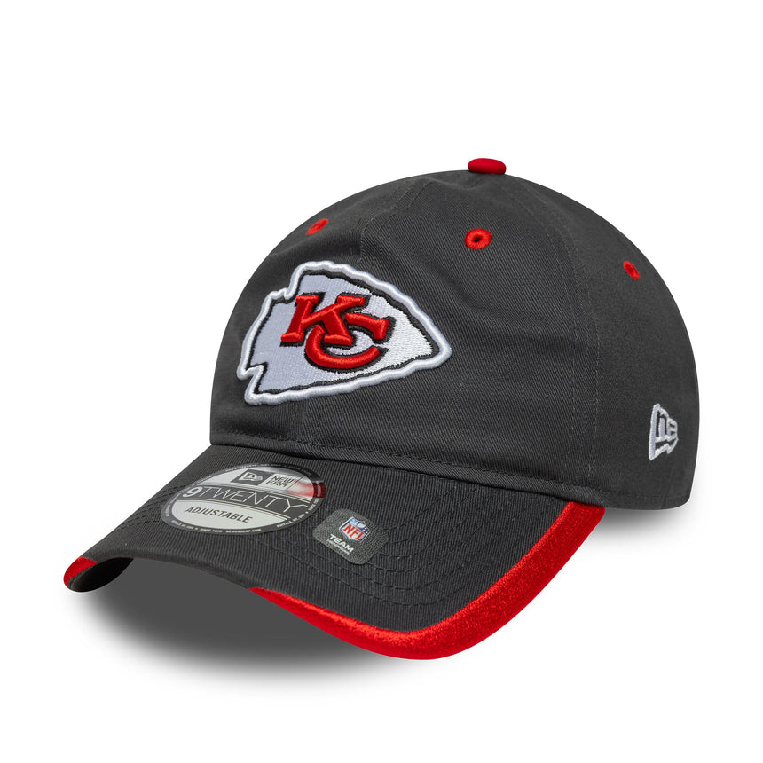 Cappellino Kansas City Chiefs, pin della squadra, New Era, 9TWENTY, tinta unita grigio