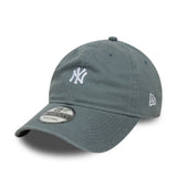 Cappellino New York Yankees, logo mini lavato, New Era, 9TWENTY, grigio