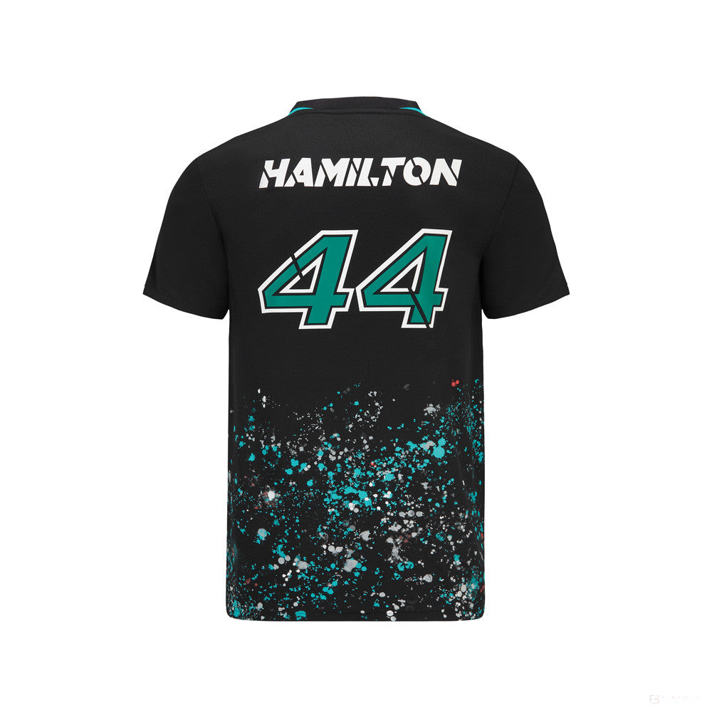 Mercedes Lewis Hamilton Maglietta, LEWIS #44, Nero, 2022 - FansBRANDS®