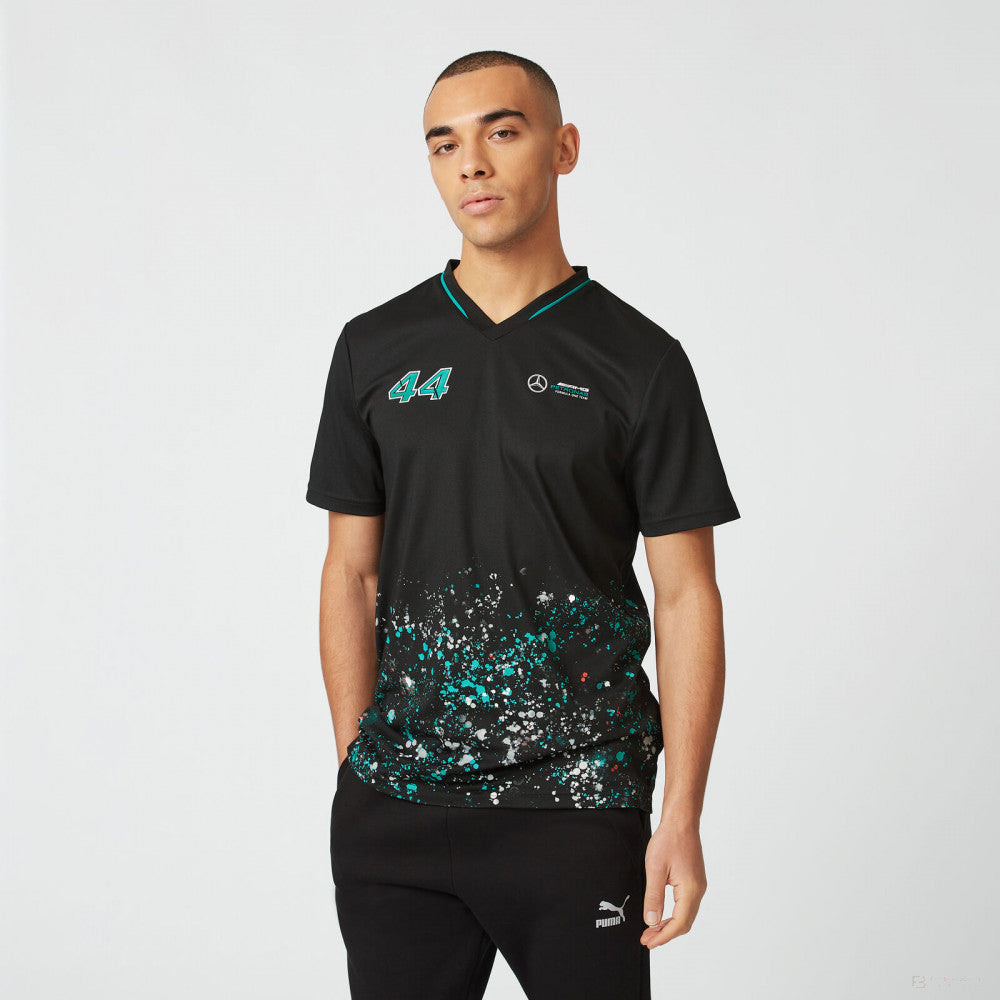 Mercedes Lewis Hamilton Maglietta, LEWIS #44, Nero, 2022 - FansBRANDS®