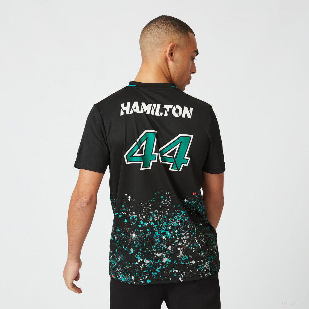 Mercedes Lewis Hamilton Maglietta, LEWIS #44, Nero, 2022 - FansBRANDS®