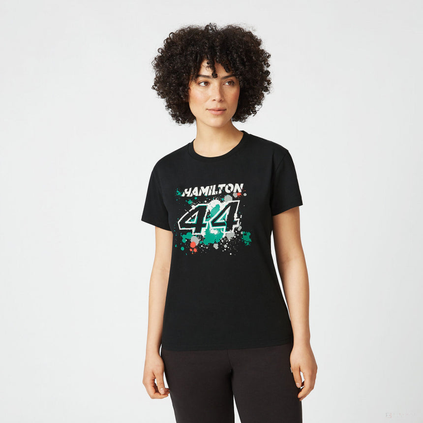 Mercedes Lewis Hamilton Maglietta per donne, LEWIS #44, Nero, 2022 - FansBRANDS®