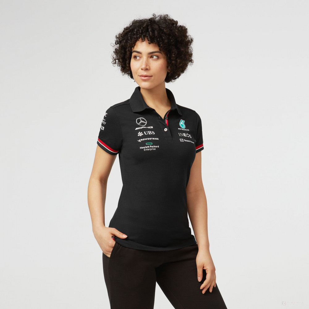 Mercedes Team Polo per donne, Nero, 2022
