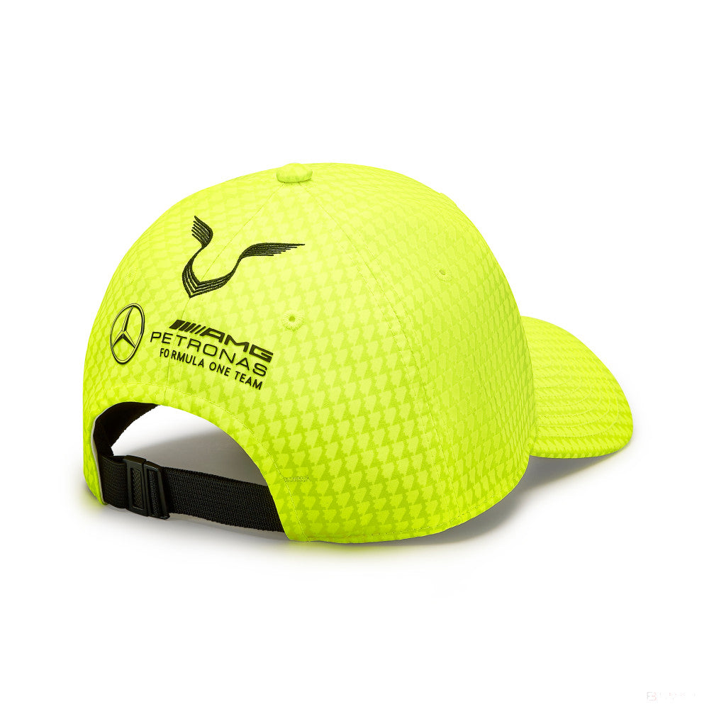 Mercedes baseball cap, Lewis Hamilton, neon yellow, 2023