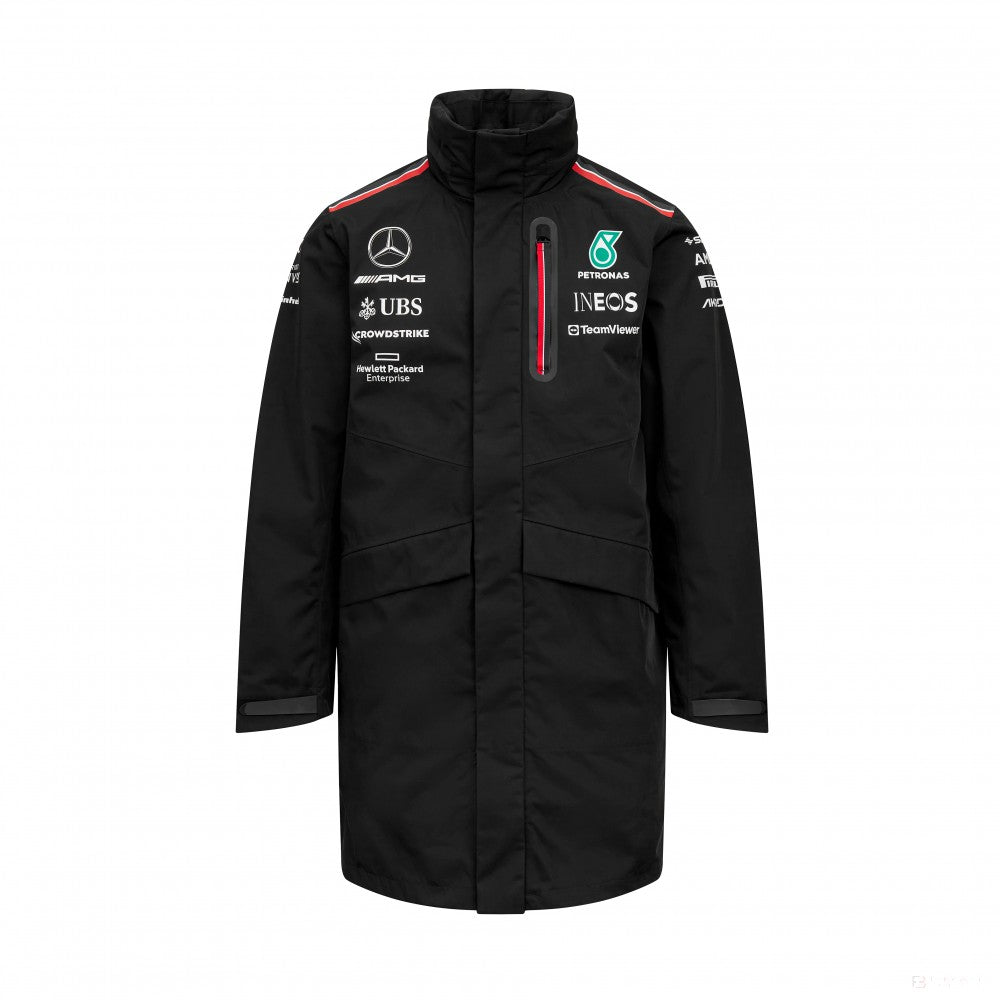 Mercedes rain jacket, team, black, 2023
