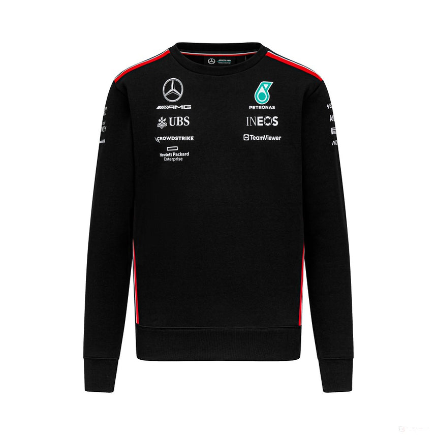 Mercedes sweatshirt, team crew, black 2023 - FansBRANDS®