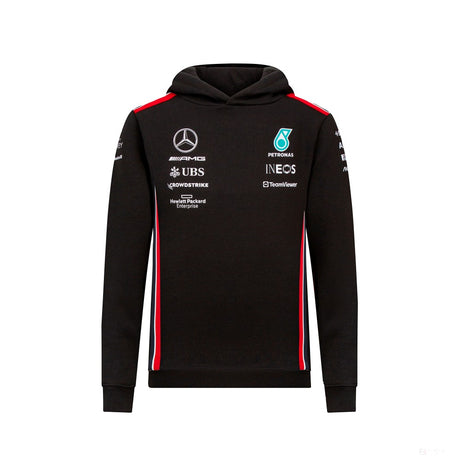 Mercedes sweatshirt, hooded, team, kids, black, 2023 - FansBRANDS®