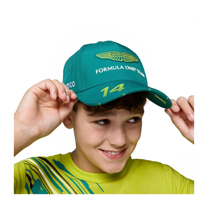 Cappellino Aston Martin, team, Fernando Alonso, per bambini, verde