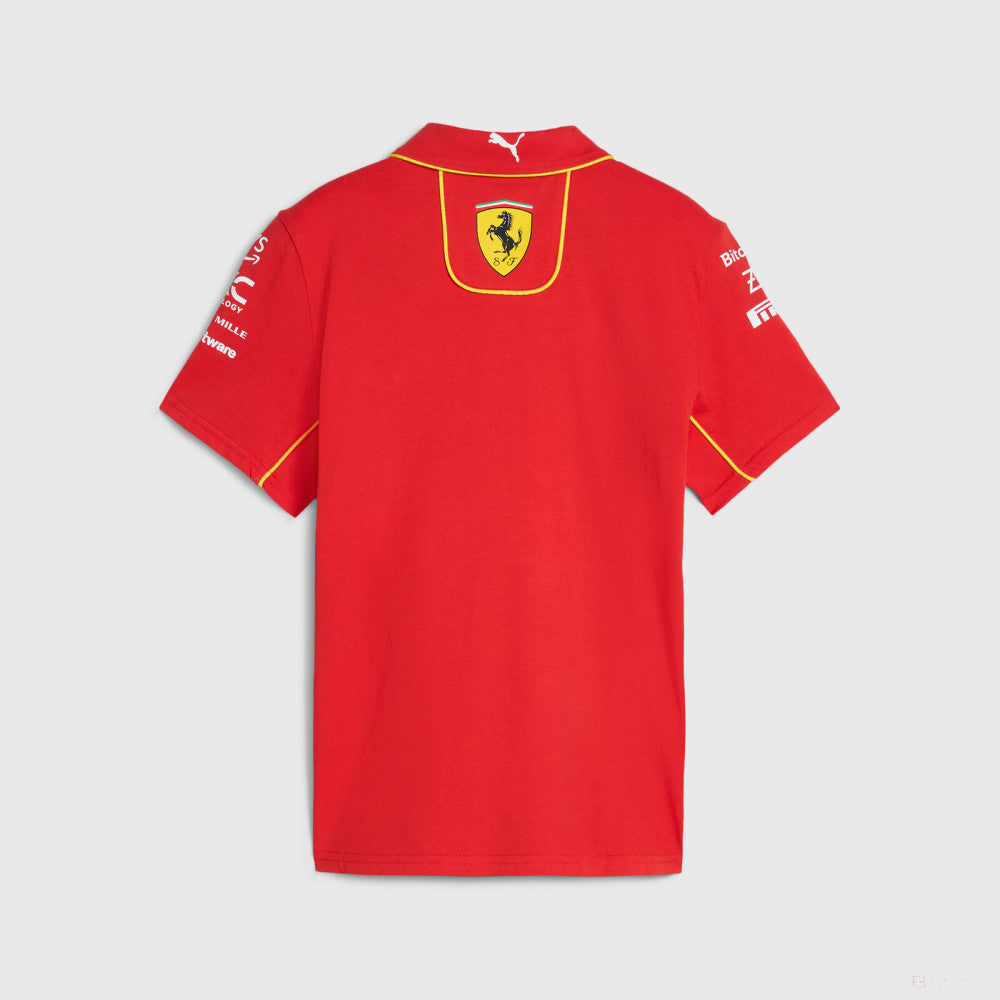 Ferrari t-shirt collo camicia, Puma, squadra, bambini, rosso, 2024