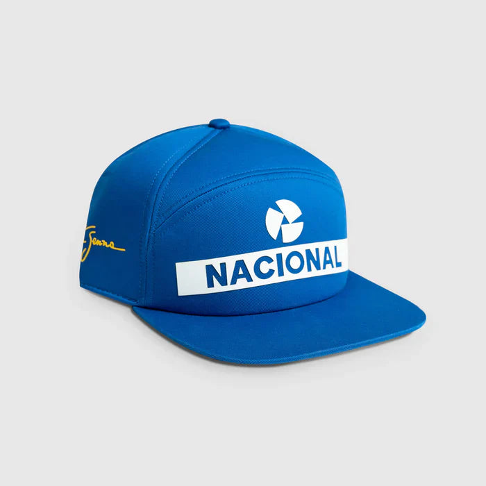 Berretto Ayrton Senna, Nacional, originale 1984, con custodia rigida in tessuto, blu
