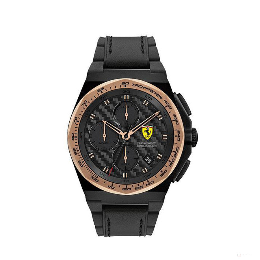 Scuderia Ferrari Watch Aspire, Black/Rose Gold, Silicone Strap, 44Mm