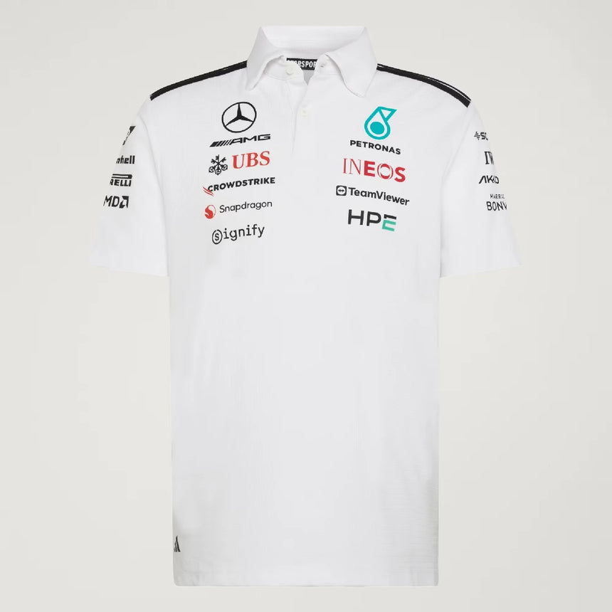 Polo Mercedes, squadra, ingegneri, adidas, bianco, 2026