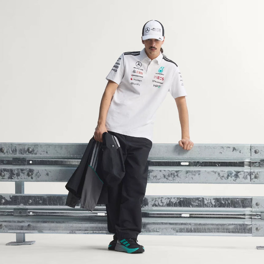 Polo Mercedes, squadra, ingegneri, adidas, bianco, 2026
