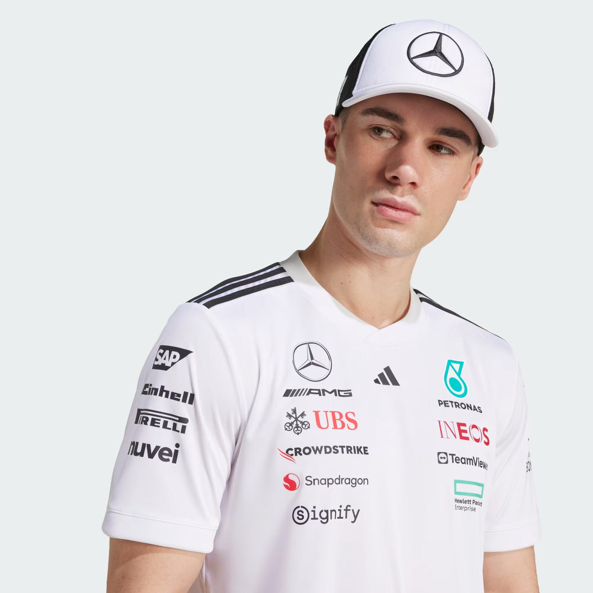 Cappellino Mercedes, trucker, logo grande, bianco/nero 🔥