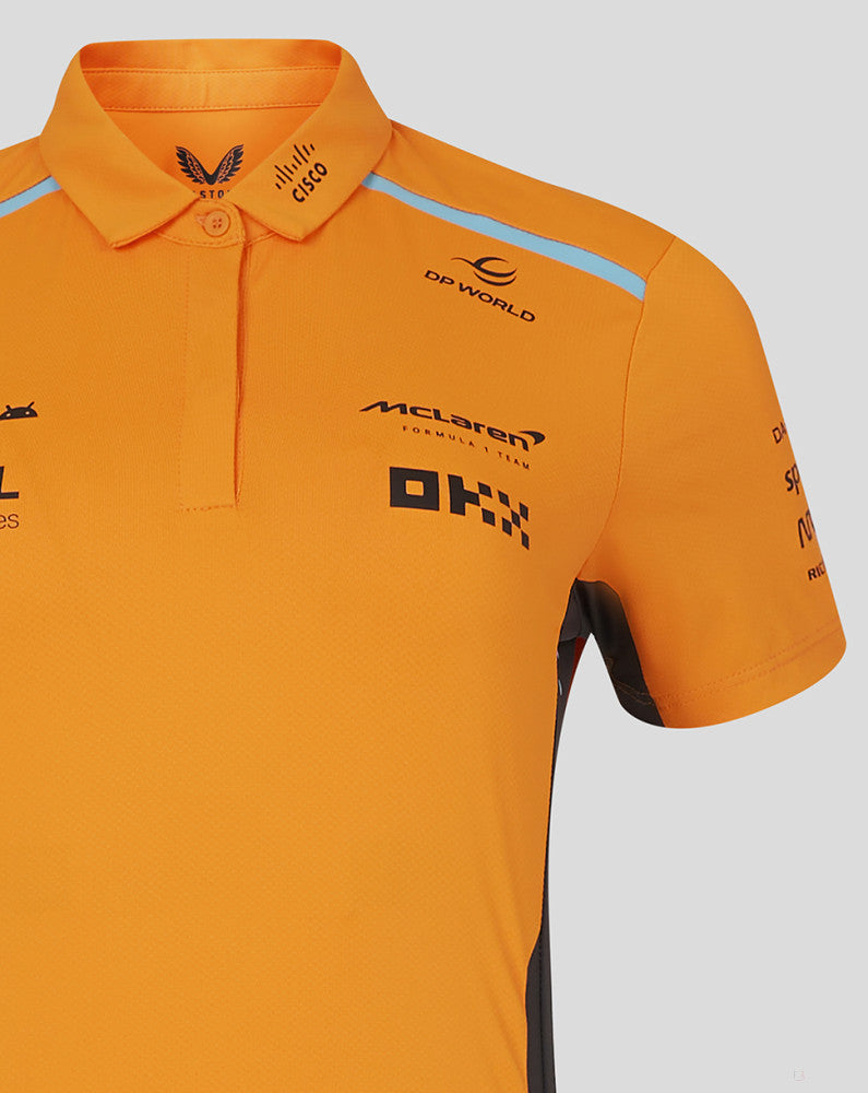 McLaren t-shirt collo camicia, Castore, squadra, donne, arancia, 2024 - FansBRANDS®