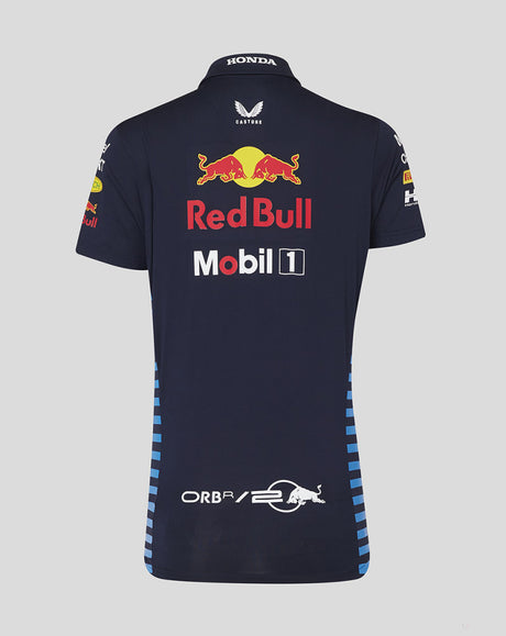 Red Bull t-shirt collo camicia, Castore, squadra, donne, blu, 2024
