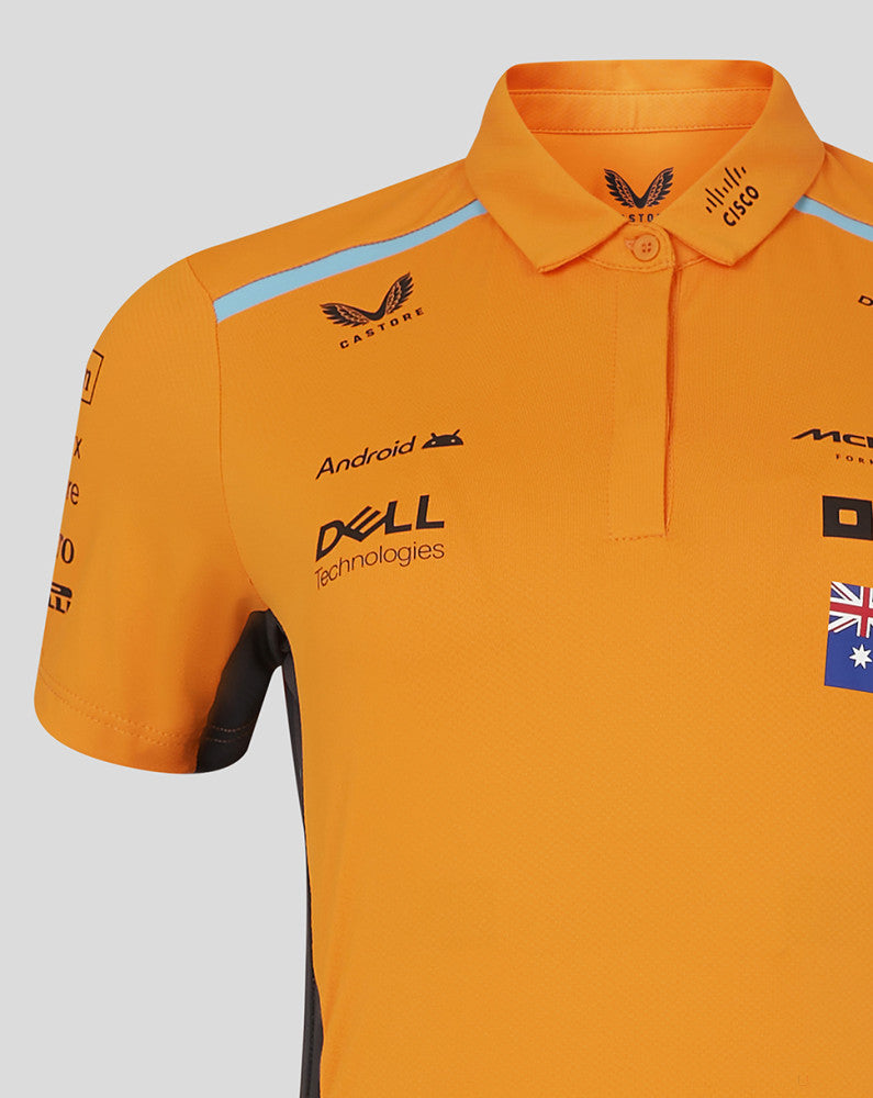 McLaren t-shirt collo camicia, Castore, Oscar Piastri, donne, arancia - FansBRANDS®