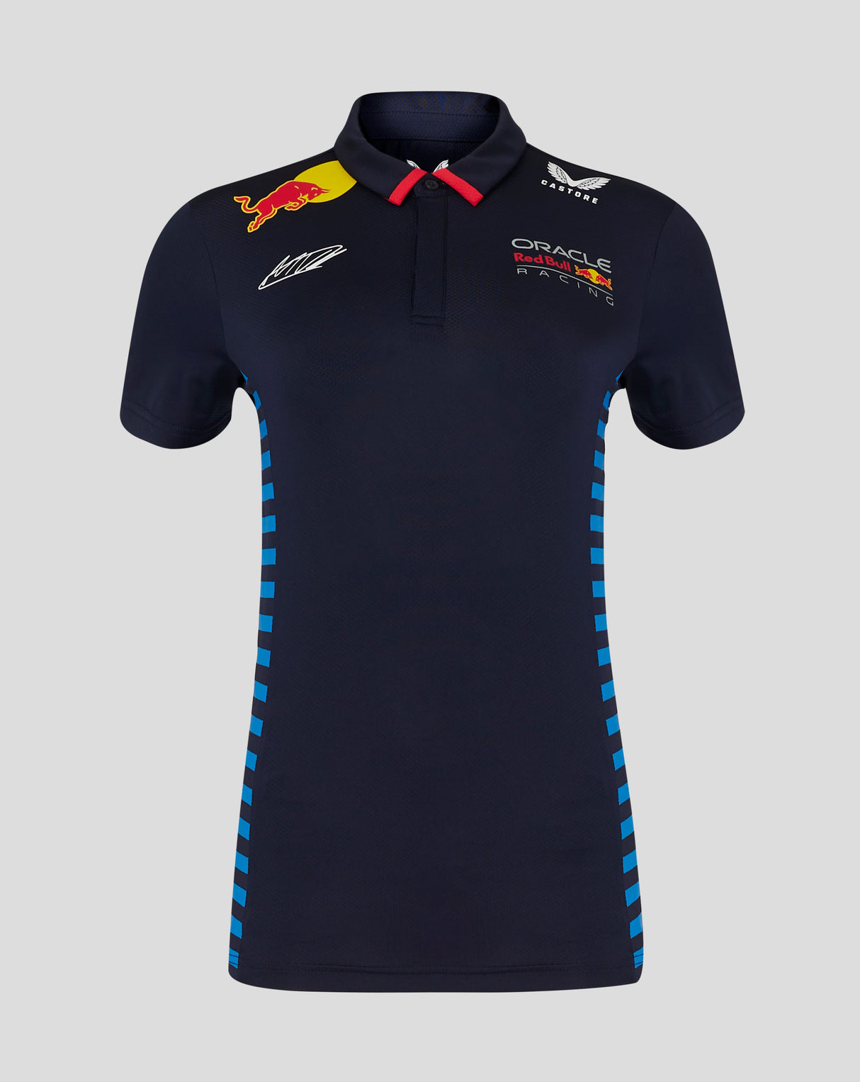 Red Bull t-shirt collo camicia, Castore, Max Verstappen, donne, blu, 2024 - FansBRANDS®