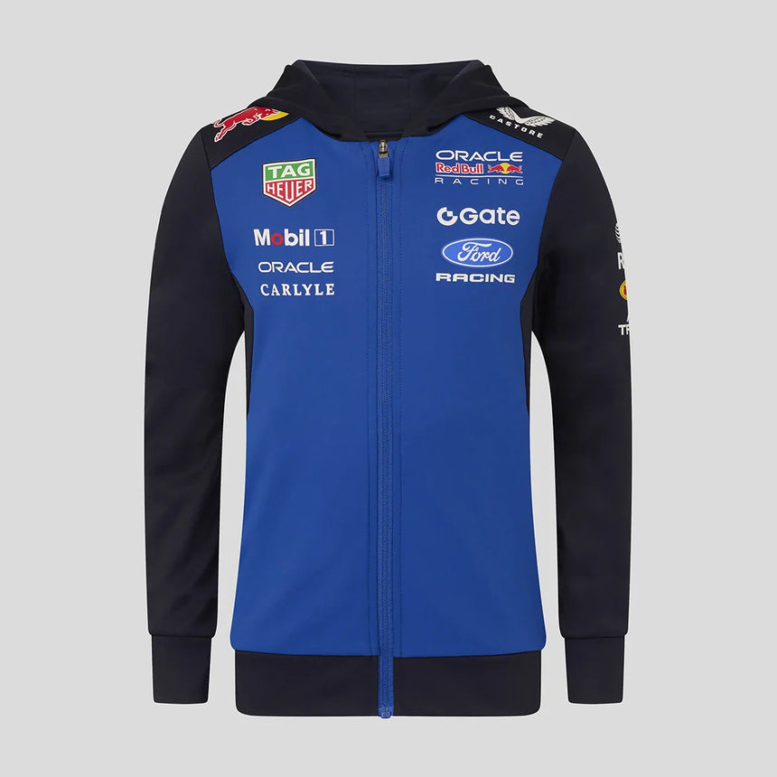 Felpa Red Bull con cappuccio, team, zip integrale, bambini, blu