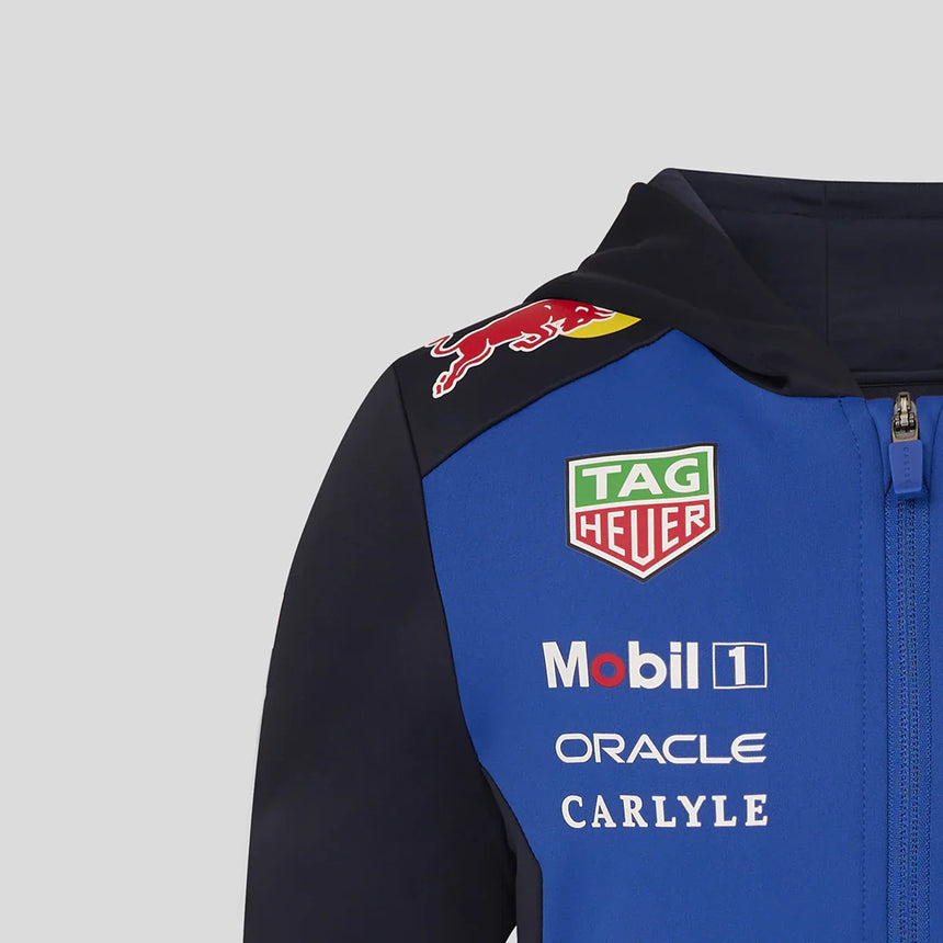 Felpa Red Bull con cappuccio, team, zip integrale, bambini, blu