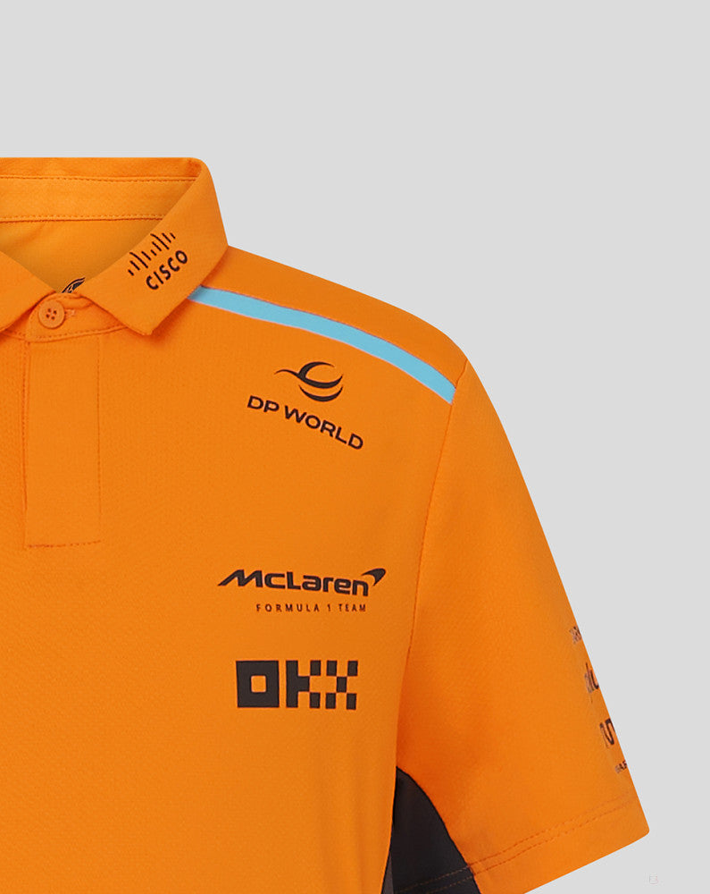 McLaren t-shirt collo camicia, Castore, squadra, bambini, arancia, 2024 - FansBRANDS®