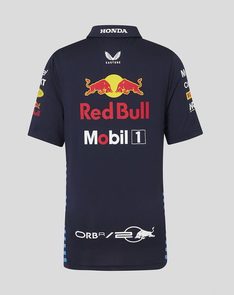 Red Bull t-shirt collo camicia, Castore, squadra, bambini, blu, 2024