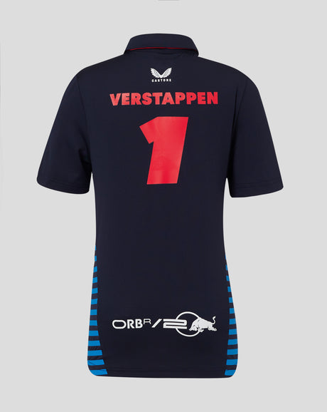 Red Bull t-shirt collo camicia, Castore, Max Verstappen, bambini, blu, 2024