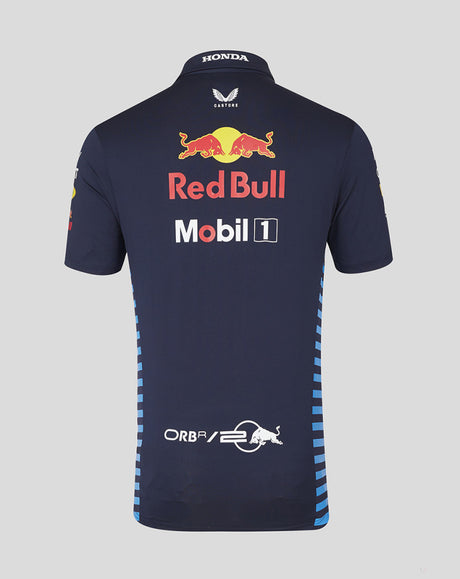 Red Bull t-shirt collo camicia, Castore, squadra, blu, 2024