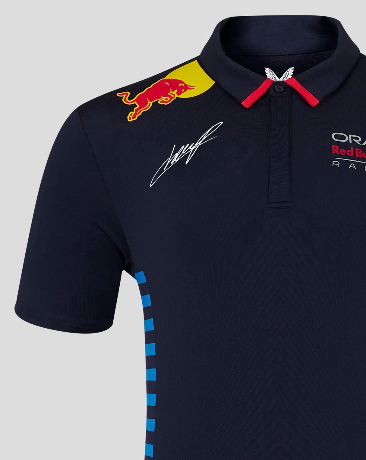 Red Bull t-shirt collo camicia, Castore, Sergio Perez, blu, 2024 - FansBRANDS®