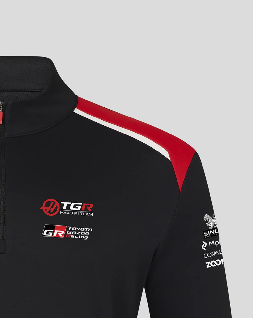 Felpa Haas F1, con zip a metà, team, nero