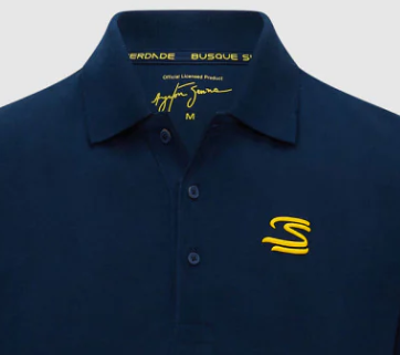 Ayrton Senna t-shirt collo camicia, Blu, uomo