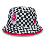 Cappello a secchiello Visa RB, a scacchi, bianco