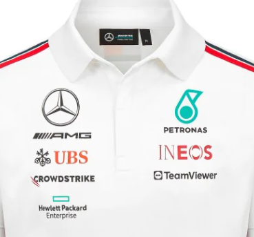 Mercedes t-shirt collo camicia, Squadra, Bianco, 2023