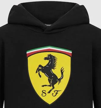 Ferrari Hoodie, großes Schild, schwarz