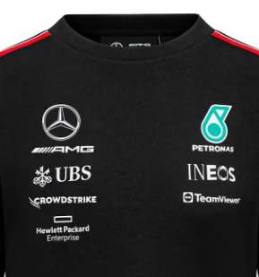 Mercedes crew felpa, Donne, Nero, 2023