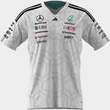 Polo Mercedes, squadra, adidas, piloti, bianco