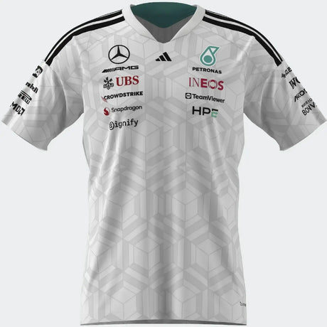 Polo Mercedes, squadra, adidas, piloti, bianco