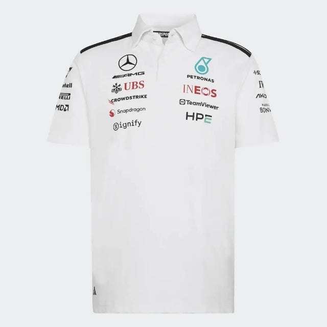 Polo Mercedes, squadra, ingegneri, adidas, bianco, 2026