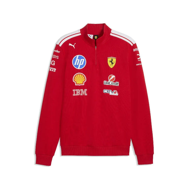 Pullover Ferrari, squadra, mezzo zip, T7, rosso