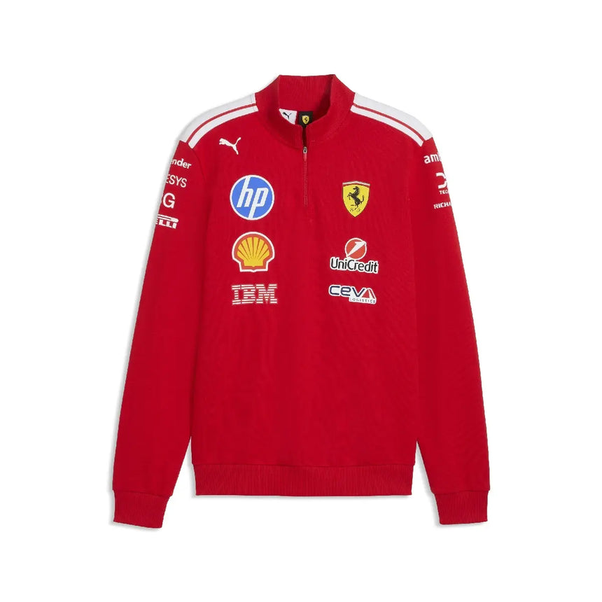 Pullover Ferrari, squadra, mezzo zip, T7, rosso