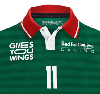 Red Bull Sergio Pérez t-shirt collo camicia, Verde, 2022